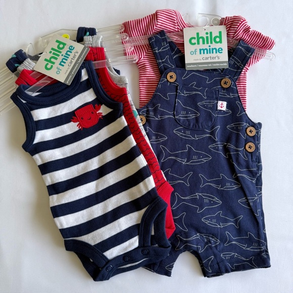 Child of Mine Carter's Boy Bundle NWT Preemie & Newborn Shark Crab Beach Vacay - Picture 1 of 10